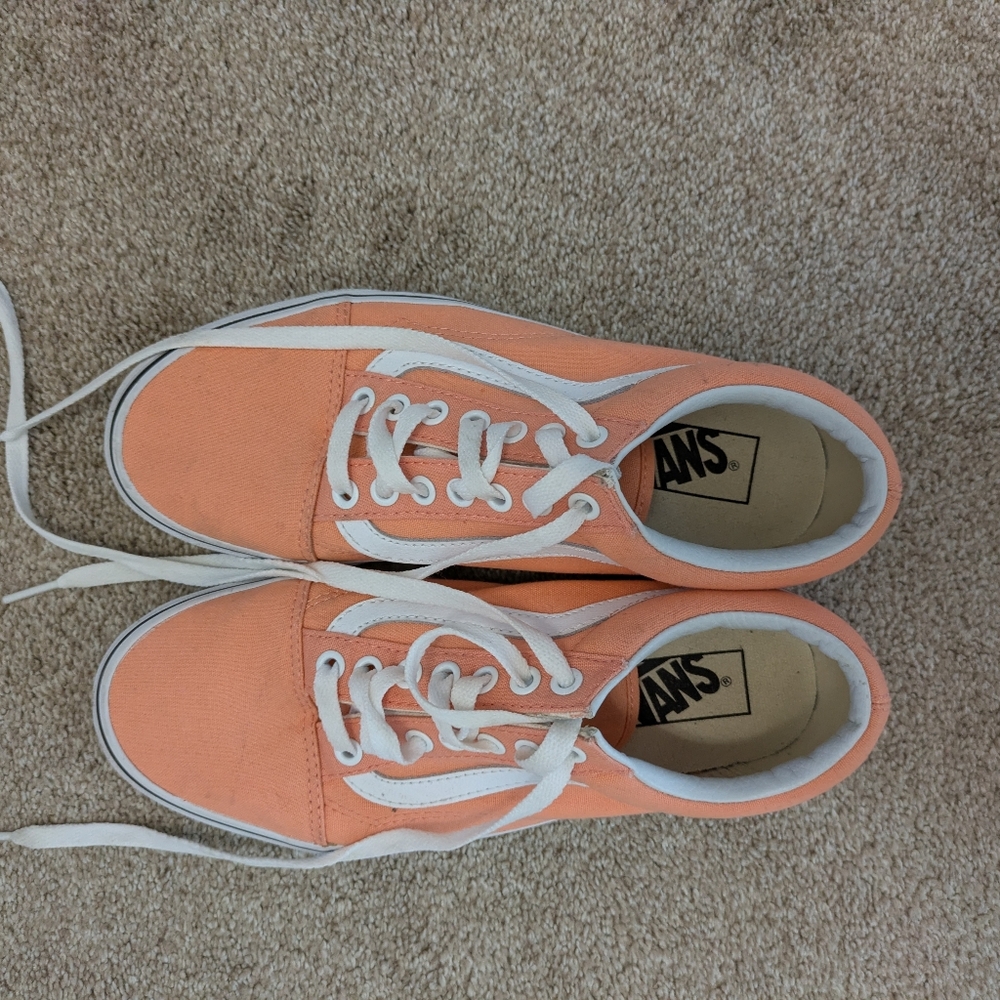 Vans Coral and White Sneakers Size 8